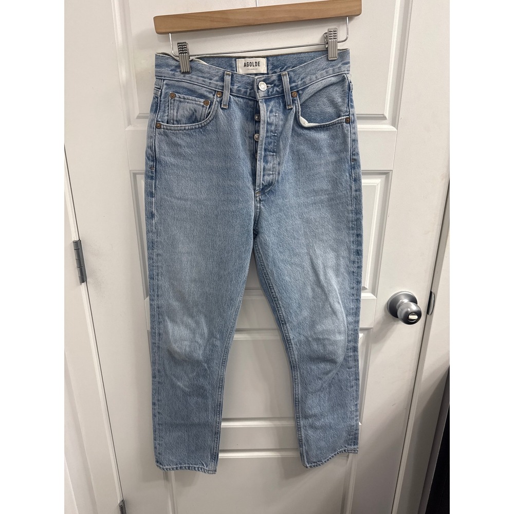 AGOLDE Los Angeles High Rise Straight Crop Button Fly Jeans Light Wash Size 24